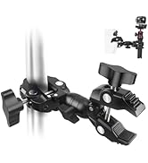 JEBUTU Double Camera Mount Clamp 360° Rotation Ball Head, Crab Plier Clip Bracket with Ballhead f...