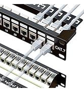 iwillink 10Gbps Cat7 Patch Panel 24 Port, RJ45 Through Coupler 1U Shielded Patch Panel STP 19-Inc...