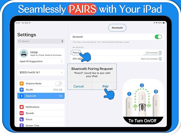 how to pairs ipad model name