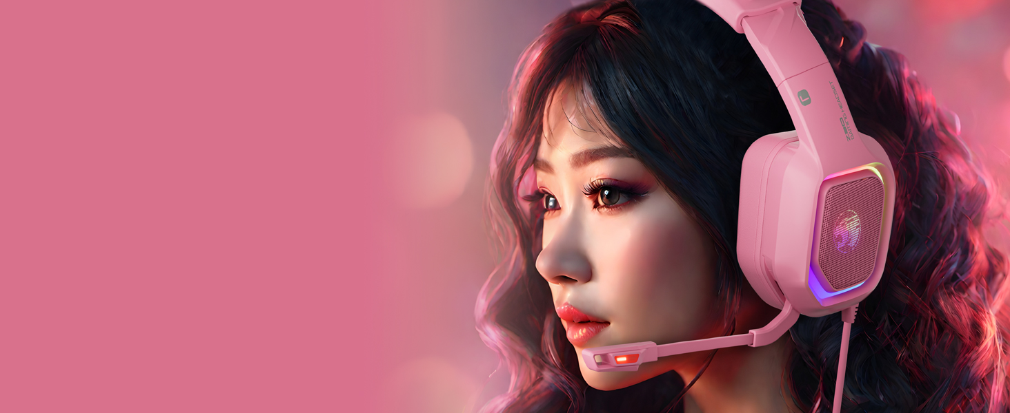 pink gaming headset girl