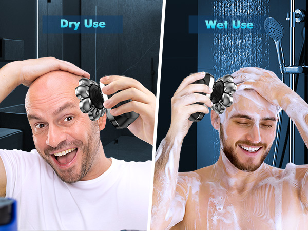 The Skull shaver for men applies IPX7 water-resistant technology to satisfy both wet and dry use.