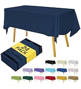 Hereisa Navy Blue Disposable Plastic Tablecloth for Rectangle Tables (24 Pack) Premium Decorative...