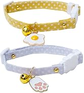 Faygarsle 2 Pack Star Cotton Breakaway Cat Collars with Bell Egg Cat Paw Pendant Kitty Kitten Col...