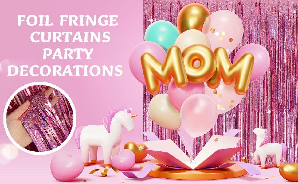 pink tinsel backdrop birthday party decorations tinsel curtain party streamers backdrop foil fringe