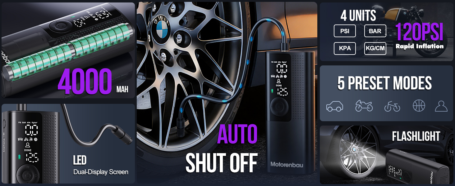 Motorenbau Tire Inflator Portable Air Compressor