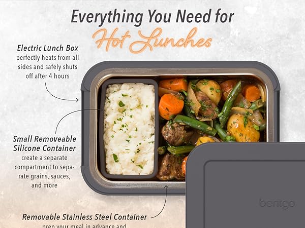 bentgo, bentgo electric lunch box, removable silicone container, hot lunches, wall and auto plugs