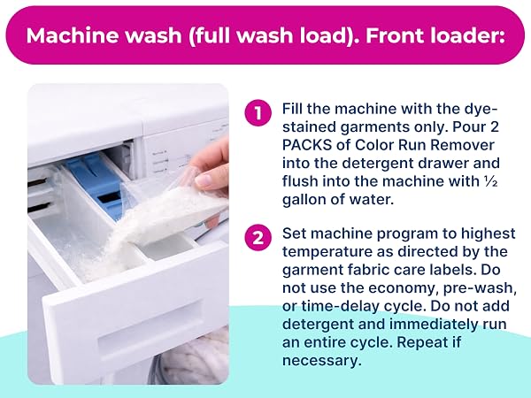 Carbona color run remover front load washer for removing dye transfer stains