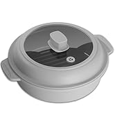 Microwave Grill Pan, Fry Griddle Crisper Pan with Lid for Grilling Browning and Crisping Foods Mi...