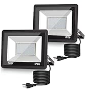 LOHAS Flood Lights Outdoor, 50W Dusk to Dawn Floodlight, IP66 Waterproof Plug in Floodlights, 9.8...