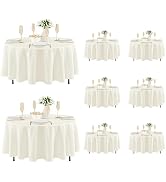 Fitable 8 Pack Round Tablecloths: Stain Resistant Wrinkle Free Circle Table Clothes, Washable Reu...