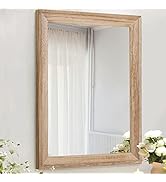 AAZZKANG Rustic Mirrors for Wall Rectangle Wooden Frame Hanging Mirror for Bedroom Bathroom Livin...