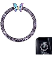 Bawkars Bling Push Start Button Cover, Sparkling Butterfly Ring Emblem Car Accessories, Girly Car...