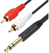 SiYear Gold-Plated 6.35mm 1/4 inch Male TRS Stereo Plug to 2 RCA Phono Male Audio Y Splitter Cabl...