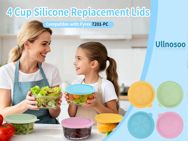 4 Cup Silicone Replacement Lids for Pyrex 7201-PC