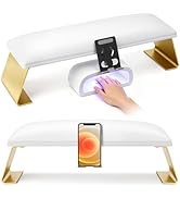 Arm Rest with Phone Holder for Nail Tech, PU Leather Arm Rest for Nails Tech, Non-Slip Manicure A...
