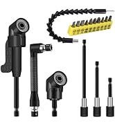 17 Pcs Flexible Drill Bit Extension, Include 2 Pcs Hex Shank 105° Right Angle Drill Attachment 3P...