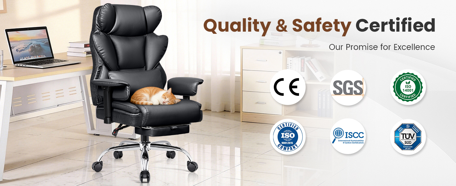 Executive Chair with High Back &amp;amp;amp;amp; Footrest, Ergonomic Wide Padded Seat Computer Gaming Chair