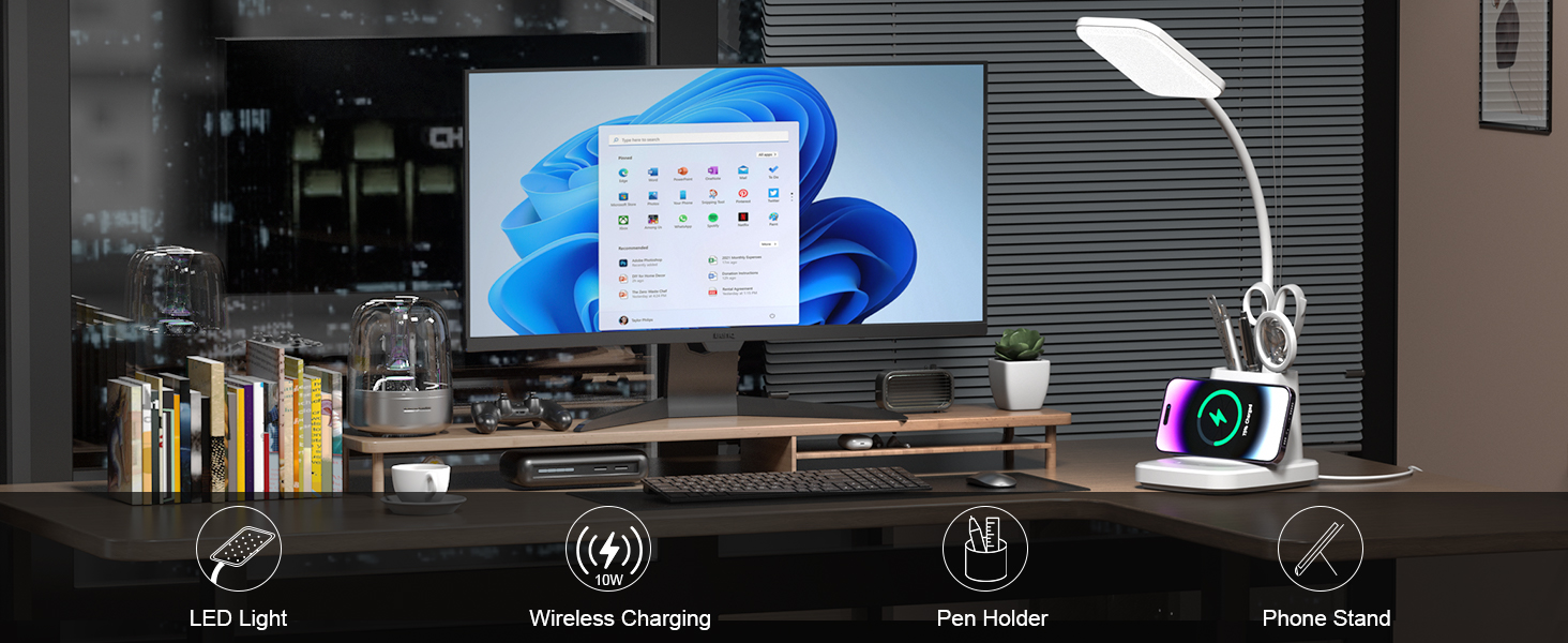 Desk Lamp with Wireless Charger