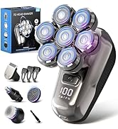 JIJ Head Shavers for Bald Men - 5-in-1 Electric Head Shaver Grooming Kit, 7D Floating Wet/Dry Ele...