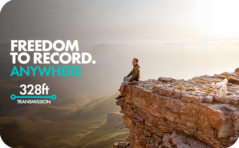 person recording using wmx-2 duo from a far distance of 328ft