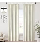 ChrisDowa Pinch Pleated Blackout Curtains 84 Inches Long for Bedroom Thermal Insulated Ivory Whit...