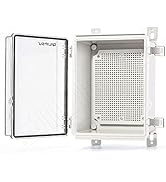 QILIPSU Clear Hinged Cover Stainless Steel Latch 220x170x110mm Junction Box with Mounting Plate, ...
