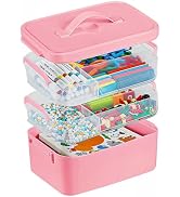 Gifhomfix 3-Layer Plastic Craft Organizers and Storage Box with Removable Trays, Storage Containe...