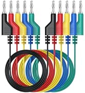 ALLmeter 5pcs Banana Plug Test Leads Set - 1M Flexible Silicone Cables with 4mm Stackable Banana ...