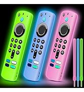 3 Pack Silicone Remote Cover, Anti Slip Protective Case with Color Lanyard Glow in The Dark (Glow...