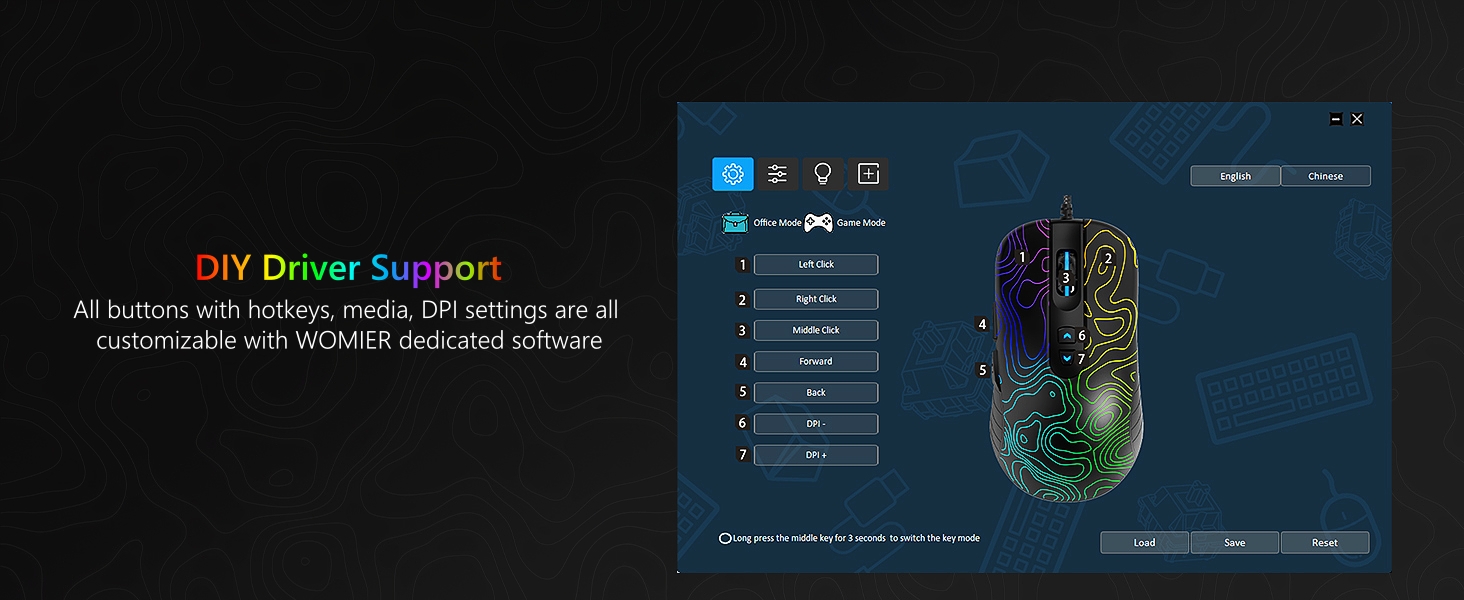 Wired Gaming Mouse,Black RGB Mouse,Computer Mouse Topographic