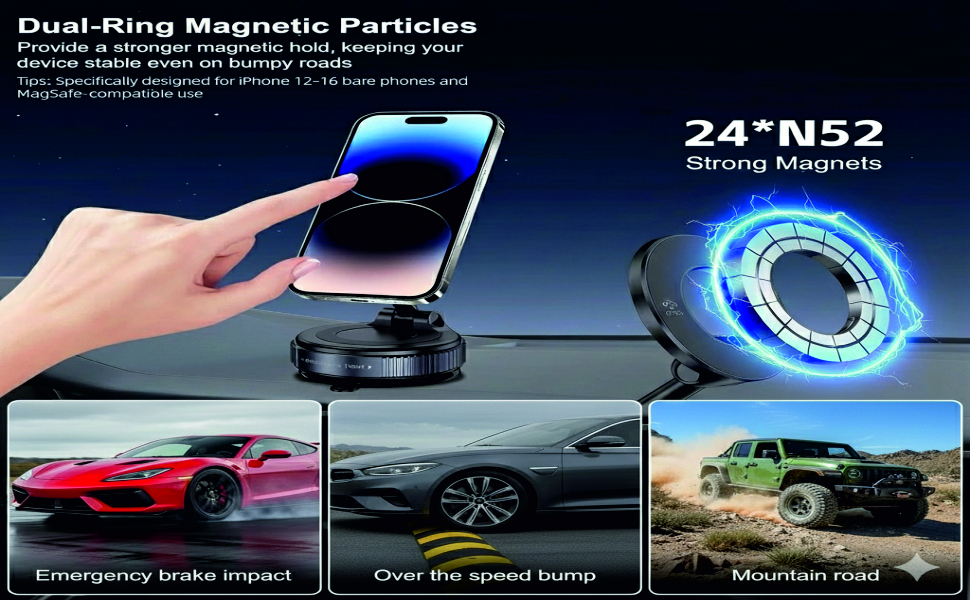 Foldable Magnetic Car Phone Mount with Suction Cup