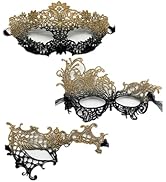 TFTSR Masquerade Masks for Women Couples,Men Mardi Gras Mask,Girls Black Gold Lace Costume,Adults...