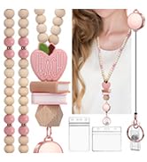YAVVOZH Teacher Lanyard with Id Holder, Cute Lanyards for Id Badges Keys, Retractable Natural Woo...