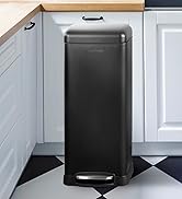 happimess Open Soft Close Step Trash Can, 7.9 Gallon, Black