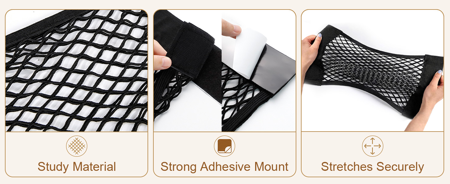 rv cargo storage net pocket strong adhesive study material stretches securely