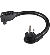 [1 Pack] Flat Plug Short Power Extension Cord - 6inch Black Low Profile Flat Head 3 Prong Grounde...