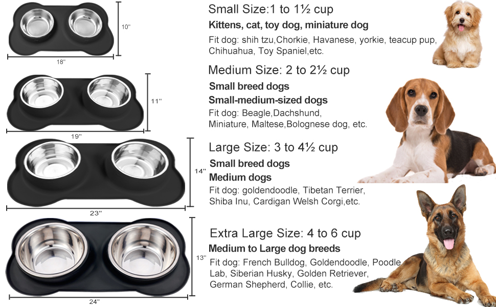 dog food bowls for small medium large dogs with mat