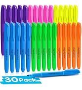 V-Opitos 30 Pack Highlighters in 6 Assorted Colors, No Bleed, Bright With Soft Chisel Tips, Ideal...