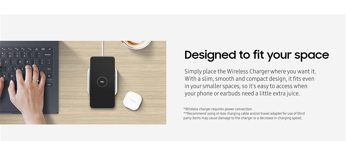 Samsung 15W Single Pad Charger with Travel Adapter Black