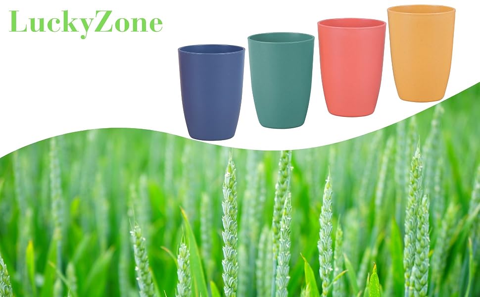 Wheat Straw Reusable Cup 12 oz Unbreakable Drinking Glasses Sets