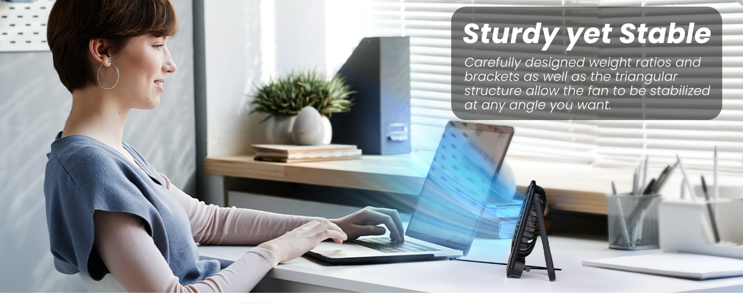 Koonie USB Desk Fan, Strong Wind Ultra Quiet Small Personal Fan
