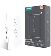 MoesGo WiFi Smart Wall Light Switch,Glass Panel, Multi-Control(3 Way), 2.4GHz Wi-Fi Touch Switche...