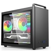 SOEYi U310 M-ATX/ITX Case, Micro ATX CASE, Portable Desktop Case with Transparent Glass Side Wind...