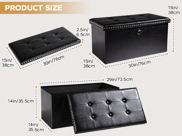 oakvivo Folding Storage Ottoman Bench Small Leather Foot Rest Stools Ottoman with Storage Footstool