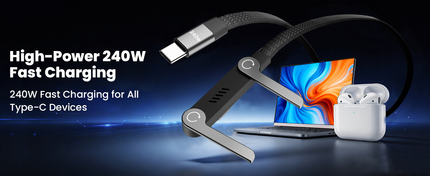 240w foldable phone stand fast charging data cable 240 watt stand data cable iphone