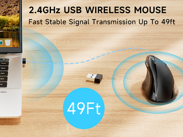 wireless ergonomic mouse 2.4G optical cordless mice vertical wireless mouse black