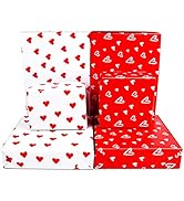 PLULON 6 Sheets Valentine's Day Heart Gift Wrapping Paper, White and Red Heart Wrapping Paper(Whi...