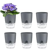 ShineMe Self Watering Flower Pots, 6 Pack Self Watering Planters for Indoor Plants, 4.1 inch Plas...