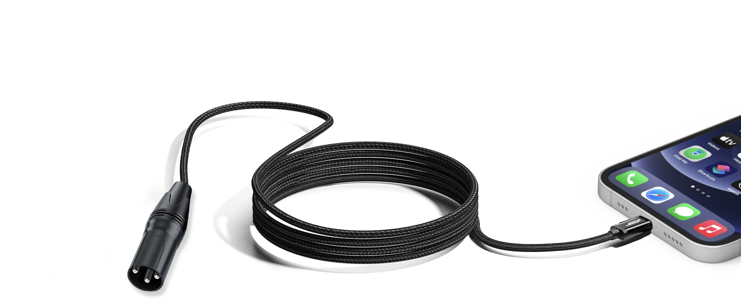 braided usb-c to 3 pin xlr cable