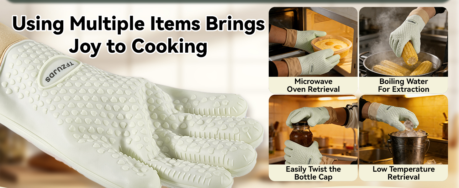 Silicone Oven Mitts with Five-Finger Design